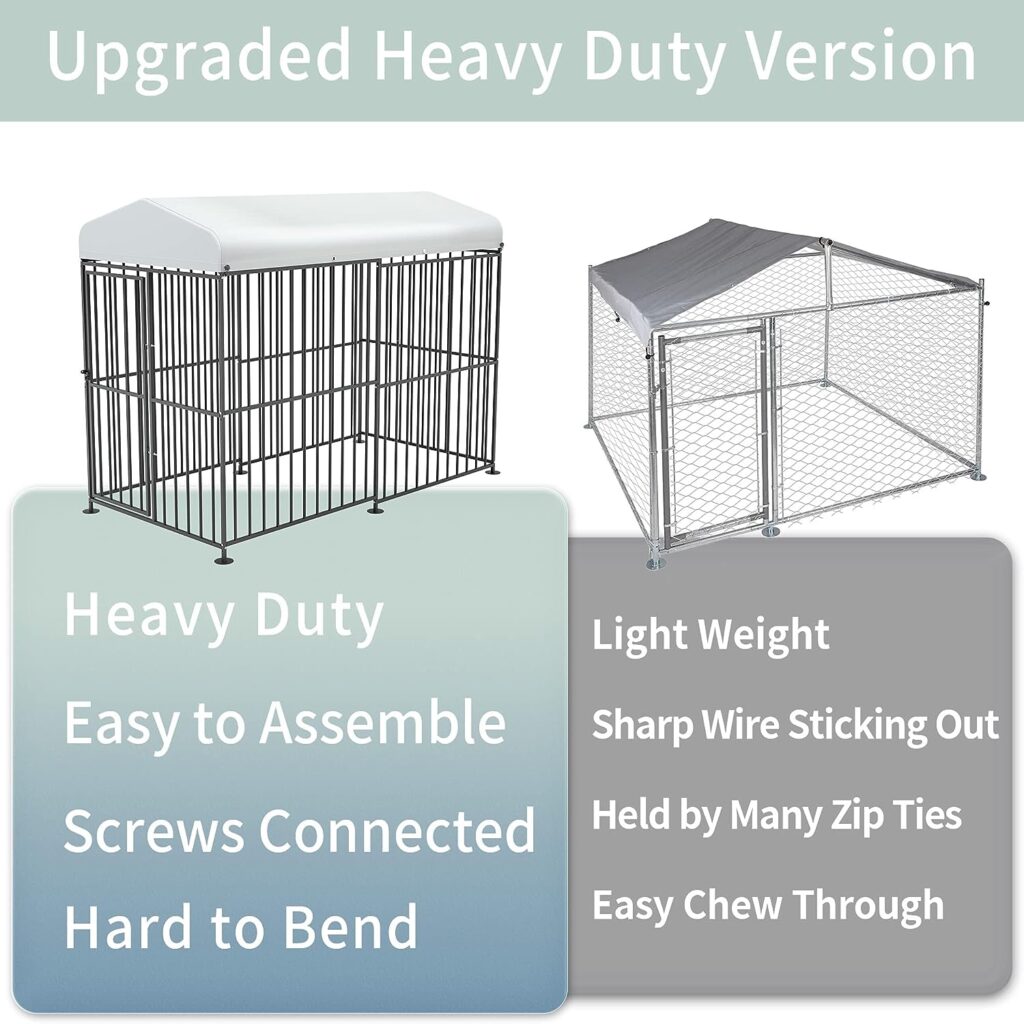 BEIMO Large Outdoor Dog Kennel, 8Lx4Wx6H Outside Heavy Duty Anti-Rust Dog Cage, Galvanized Metal Tube Enclosure for Large Medium Dogs, Dog Run Fence House with Ground Nails Waterproof Roof