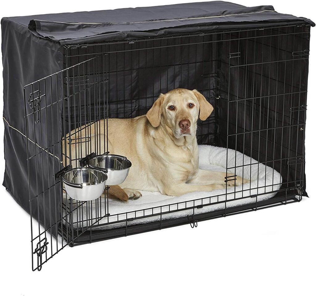 iCrate Dog Crate Starter Kit 42-Inch Ideal for Large Dog Breeds (weighing 71 - 90 Pounds) Includes Crate With Cover, Pet Bed, 2 Dog Bowls iCrate Dog Crate Starter Kit 42-Inch Ideal for Large Dog Breeds (weighing 71 - 90 Pounds) Includes Crate With Cover, Pet Bed, 2 Dog Bowls