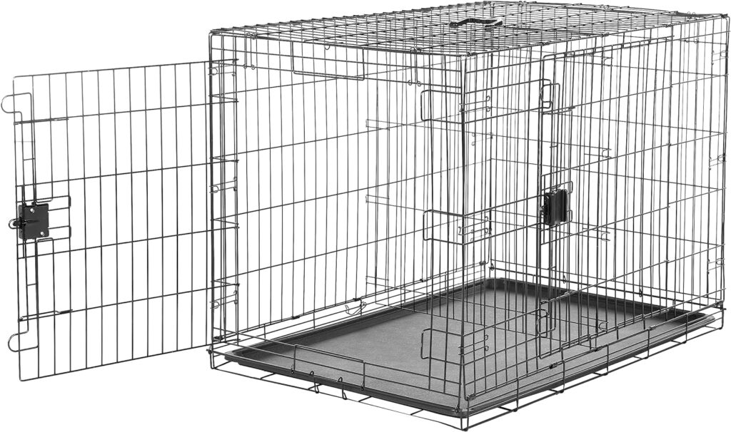 Amazon Basics - Durable, Foldable Metal Wire Dog Crate with Tray, Single Door, 30 x 19 x 21 Inches, Black