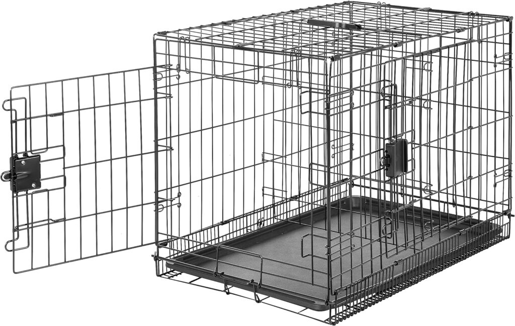Amazon Basics - Durable, Foldable Metal Wire Dog Crate with Tray, Single Door, 30 x 19 x 21 Inches, Black