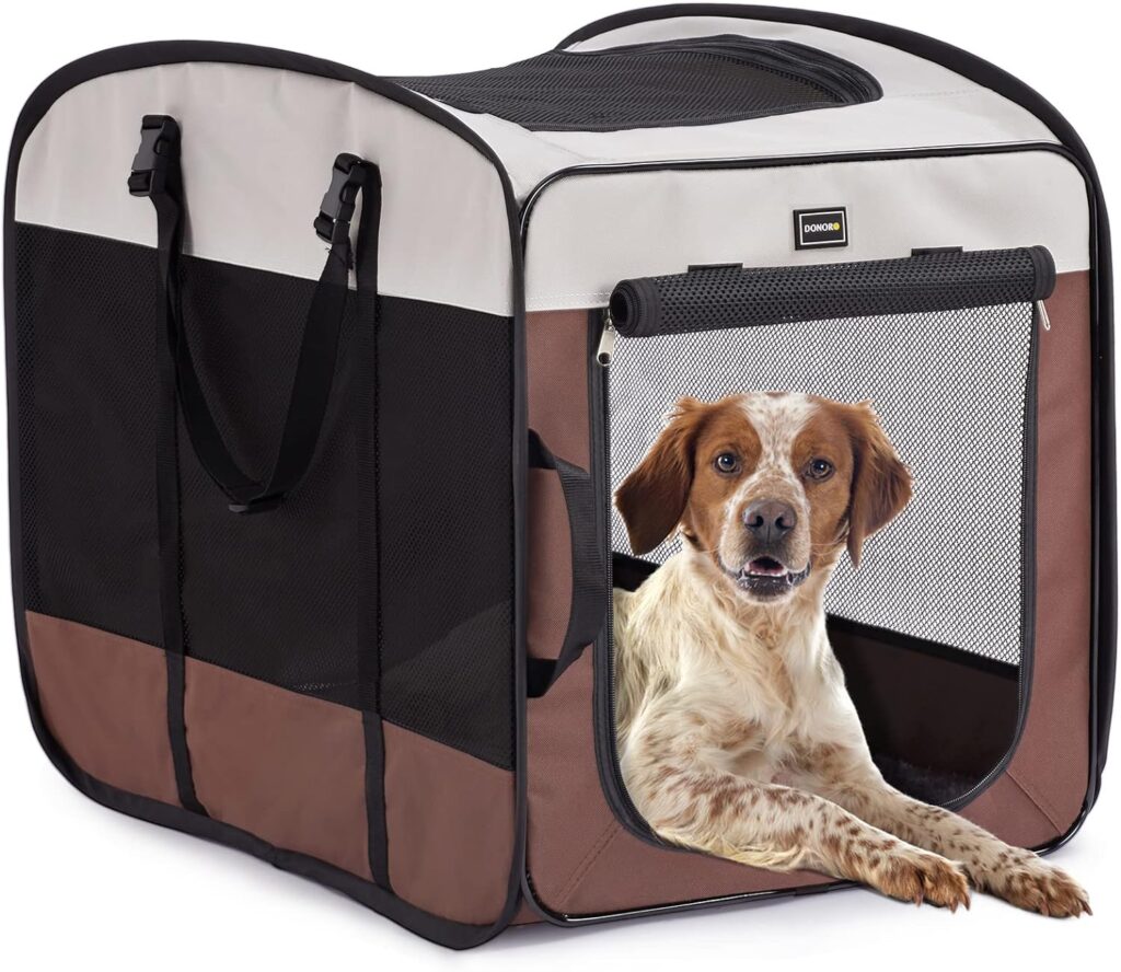 DONORO Dog Kennels and Crates for Medium Dogs, Portable Pop Up Indoor Pet Cage with Sturdy Wire Frame, Collapsible Travel Crate Soft Sided Cat Bag Escape Proof (28 Inch) DONORO Dog Kennels and Crates for Medium Dogs, Portable Pop Up Indoor Pet Cage with Sturdy Wire Frame, Collapsible Travel Crate Soft Sided Cat Bag Escape Proof (28 Inch)