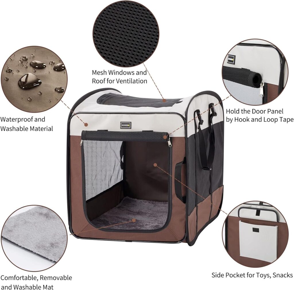 DONORO Dog Kennels and Crates for Medium Dogs, Portable Pop Up Indoor Pet Cage with Sturdy Wire Frame, Collapsible Travel Crate Soft Sided Cat Bag Escape Proof (28 Inch) DONORO Dog Kennels and Crates for Medium Dogs, Portable Pop Up Indoor Pet Cage with Sturdy Wire Frame, Collapsible Travel Crate Soft Sided Cat Bag Escape Proof (28 Inch)
