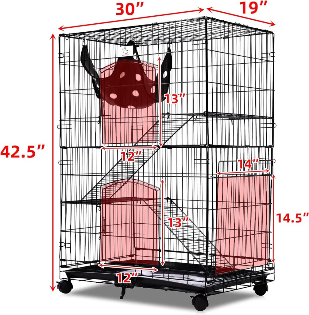 Homey PET INC Folding Wire Cat Ferret Habitat Crate with Casters,Collapsible|Foldable|Lockable Tray and Hammock, 30, Black Homey PET INC Folding Wire Cat Ferret Habitat Crate with Casters,Collapsible|Foldable|Lockable Tray and Hammock, 30, Black