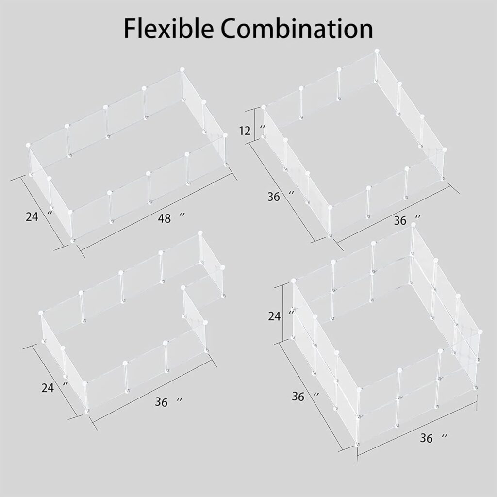 LURIVA Transparent Clear Small Animal Playpen, Guinea Pig Cages, Puppy Dog Pet Rabbit Bunny Indoor Outdoor Fence Pen Enclosure, White Plastic Playpen,12 X 12 Inch, Panels LURIVA Transparent Clear Small Animal Playpen, Guinea Pig Cages, Puppy Dog Pet Rabbit Bunny Indoor Outdoor Fence Pen Enclosure, White Plastic Playpen,12 X 12 Inch, Panels