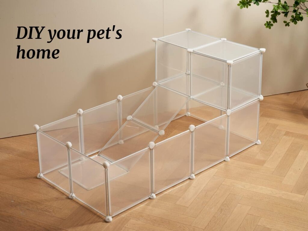 LURIVA Transparent Clear Small Animal Playpen, Guinea Pig Cages, Puppy Dog Pet Rabbit Bunny Indoor Outdoor Fence Pen Enclosure, White Plastic Playpen,12 X 12 Inch, Panels LURIVA Transparent Clear Small Animal Playpen, Guinea Pig Cages, Puppy Dog Pet Rabbit Bunny Indoor Outdoor Fence Pen Enclosure, White Plastic Playpen,12 X 12 Inch, Panels