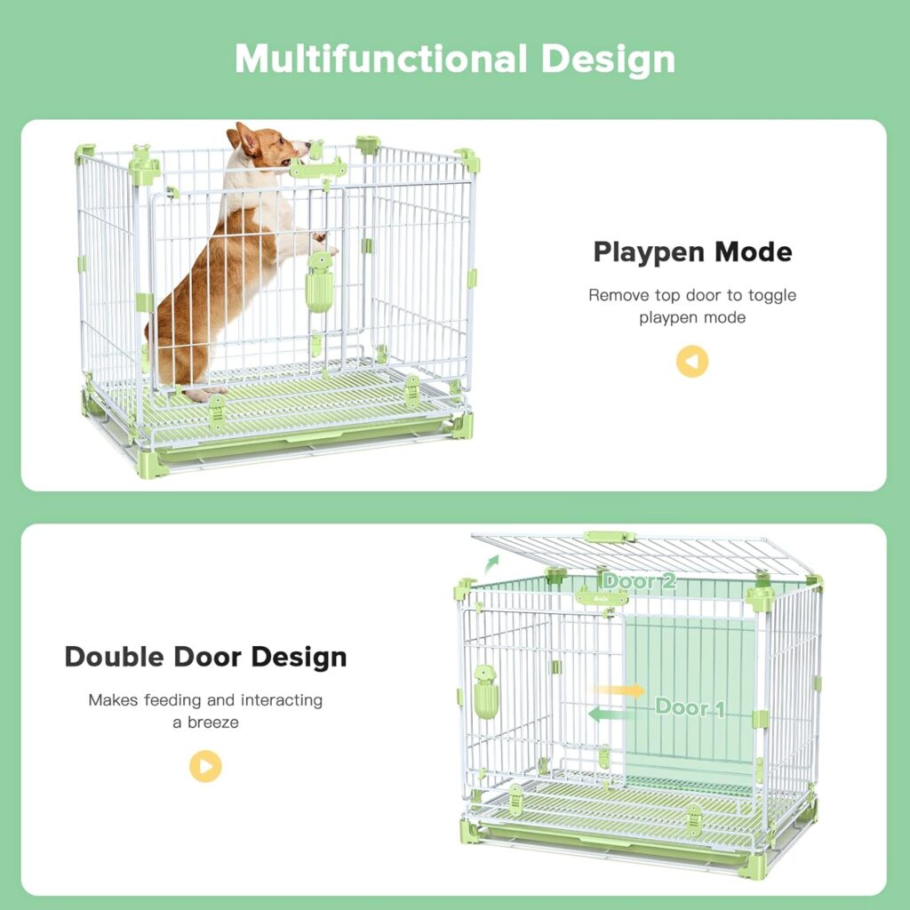 24 Dog Crate for Small Dog, Portable Kennel Indoor Dog Crate (5-30lbs), Double-Door, Collapsible Metal Wire Puppy Crate, Includes Divider PanelTray, Foldable Travel Dog Crate for Small PetsAnimals 24 Dog Crate for Small Dog, Portable Kennel Indoor Dog Crate (5-30lbs), Double-Door, Collapsible Metal Wire Puppy Crate, Includes Divider PanelTray, Foldable Travel Dog Crate for Small PetsAnimals