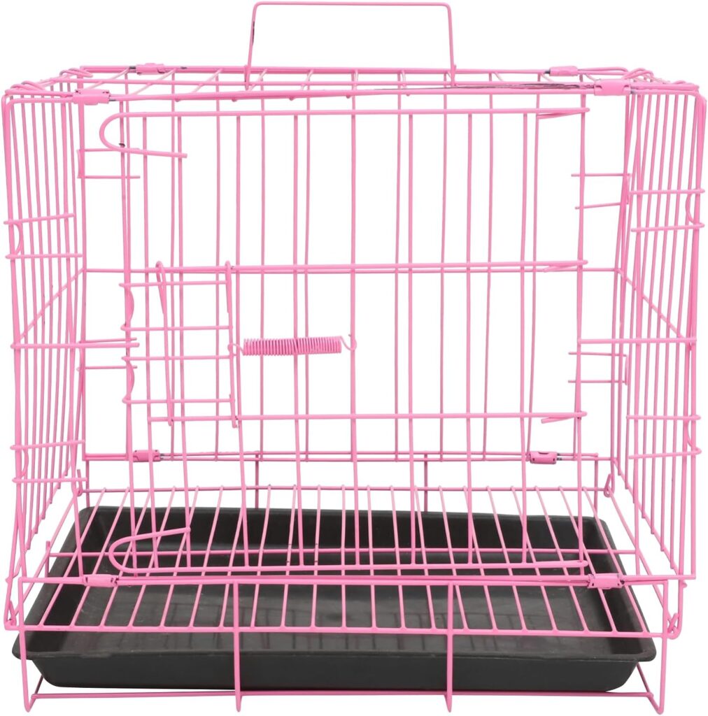 Balacoo Metal Small Rabbit Carrier Folding Rabbit Cage Hamster Cage Small Animal Cage Rabbit Hutch with Toilet for Small Animals (Small Pink 35cm Balacoo Metal Small Rabbit Carrier Folding Rabbit Cage Hamster Cage Small Animal Cage Rabbit Hutch with Toilet for Small Animals (Small Pink 35cm