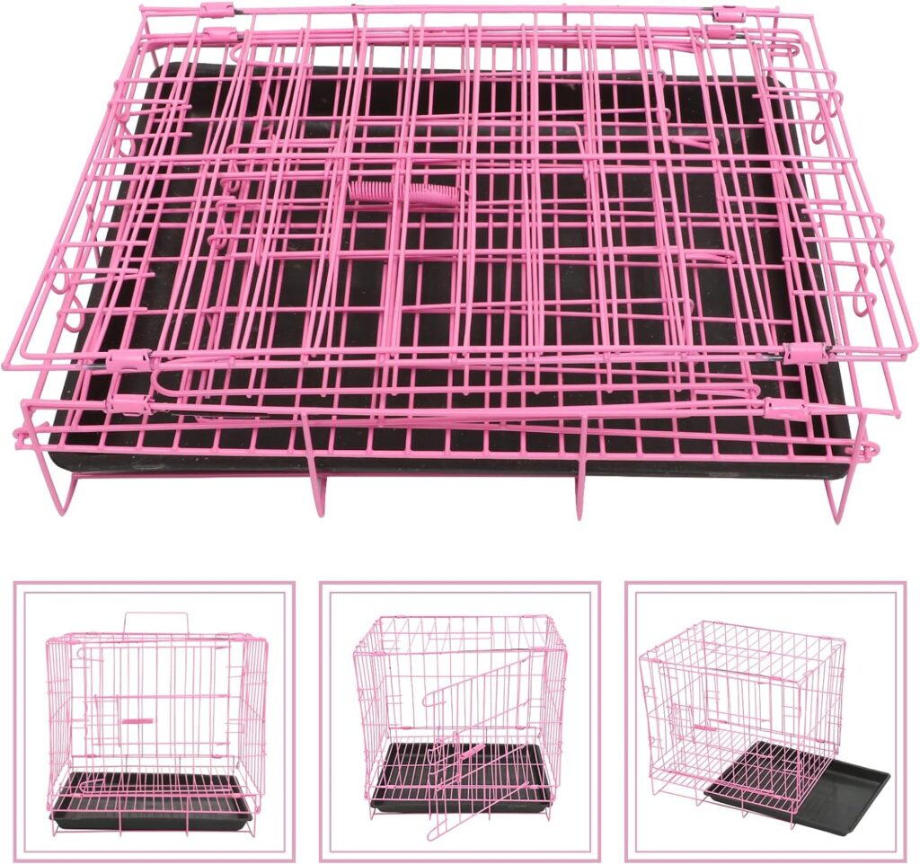 Balacoo Metal Small Rabbit Carrier Folding Rabbit Cage Hamster Cage Small Animal Cage Rabbit Hutch with Toilet for Small Animals (Small Pink 35cm Balacoo Metal Small Rabbit Carrier Folding Rabbit Cage Hamster Cage Small Animal Cage Rabbit Hutch with Toilet for Small Animals (Small Pink 35cm