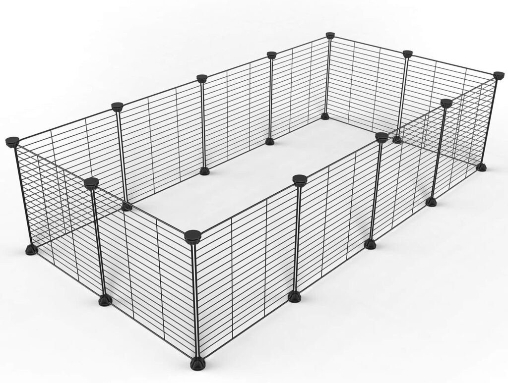 Tespo Pet Playpen, Small Animal Cage Indoor Portable Metal Wire yd Fence for Small Animals, Guinea Pigs, Rabbits Kennel Crate Fence Tent, Black, (12Panels)