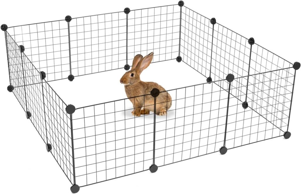 Work-It! Pet Playpen, Foldable Metal Exercise Pen | Small Animal Cage Indoor/Outdoor Metal Wire Fence for Rabbits, Guinea Pigs, Small Animals | Portable Kennel Crate Fence with Configurable 12 Panels